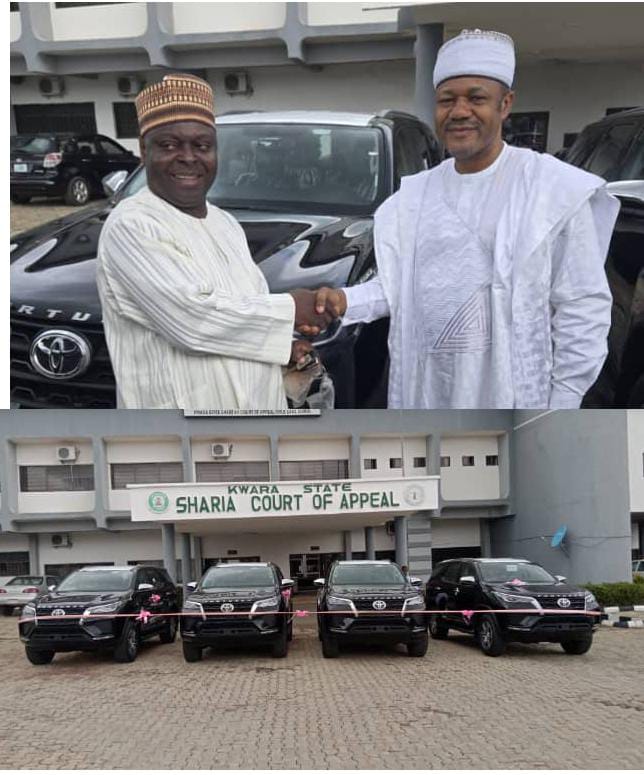 Adreams241's tweet image. In a bid to further strengthen the judicial sector in Kwara State, the Executive Governor, Mallam @RealAARahman, has officially presented four brand new Toyota Fortuner Vehicles to the Kadis of the Kwara State Sharia Court of Appeal.