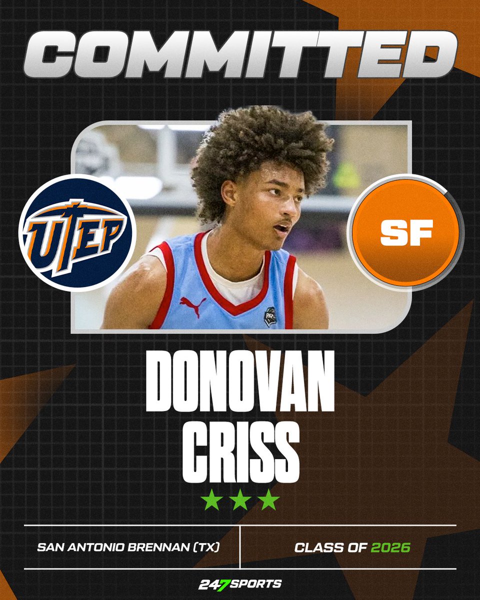 BJenkins247's tweet image. Three-star wing Donovan Criss announced his commitment to #UTEP this morning.
The Miners have landed a spot up shooting threat with long arms and an intriguing physical profile. He understands the importance of culture and winning.
𝐏𝐑𝐎𝐅𝐈𝐋𝐄 247sports.com/player/donovan…