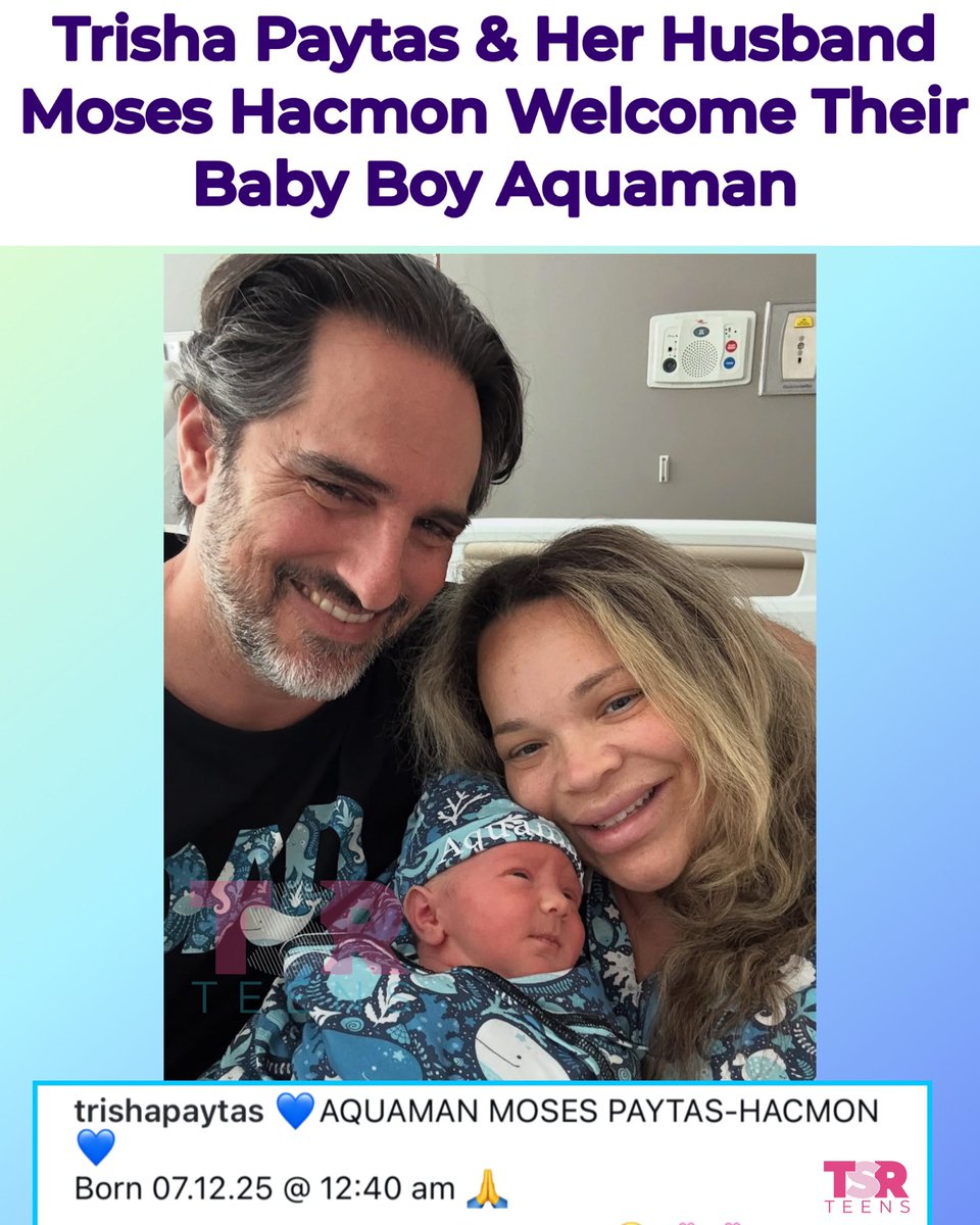 shaderoomteens's tweet image. Congratulations are in order for Trisha Paytas & her husband Moses Hacmon as they welcome their baby boy, Aquaman ๐ถ๐ฝ๐ (โ๐พ: #TSRStaffTC )