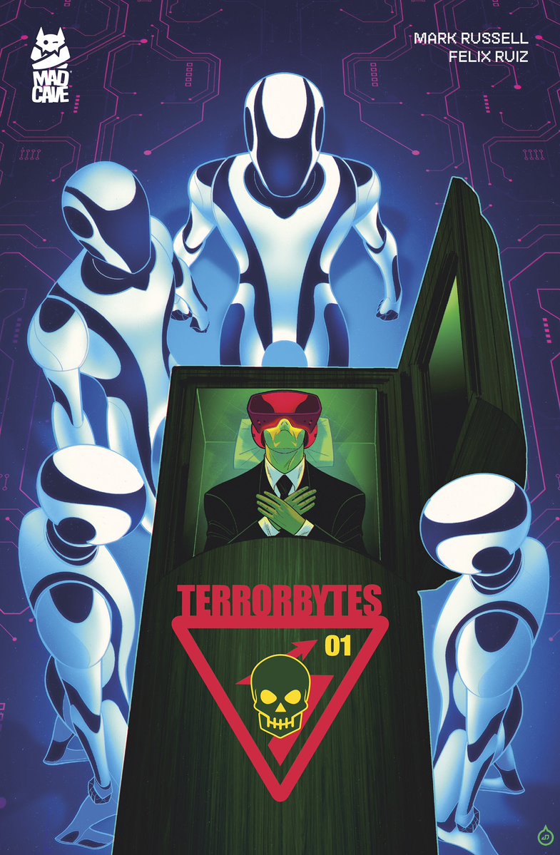 wednesday_toast's tweet image. Mad Cave Studios announces TERRORBYTES, a new sci-fi horror anthology launching Fall 2025. Co-written by Mark Russell and Mark London, this series unplugs modern tech to expose its true cost. Get ready to question your screens.