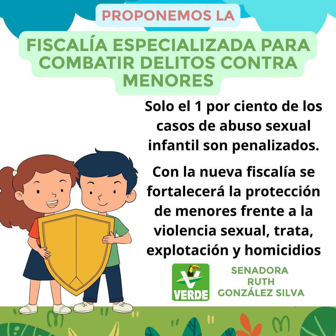 Partido Verde_Senado (@verdesenadomex) on Twitter photo 🚨 La senadora <a href="/RuthGonzalezMx/">Ruth González Silva</a> propone crear una Fiscalía Especializada en Delitos contra Menores, para combatir la violencia, abuso y trata infantil con enfoque de justicia y derechos humanos.
Conoce la iniciativa 👉 partidoverde.org.mx/prensa/senado/… 🚨 La senadora <a href="/RuthGonzalezMx/">Ruth González Silva</a> propone crear una Fiscalía Especializada en Delitos contra Menores, para combatir la violencia, abuso y trata infantil con enfoque de justicia y derechos humanos.
Conoce la iniciativa 👉 partidoverde.org.mx/prensa/senado/…