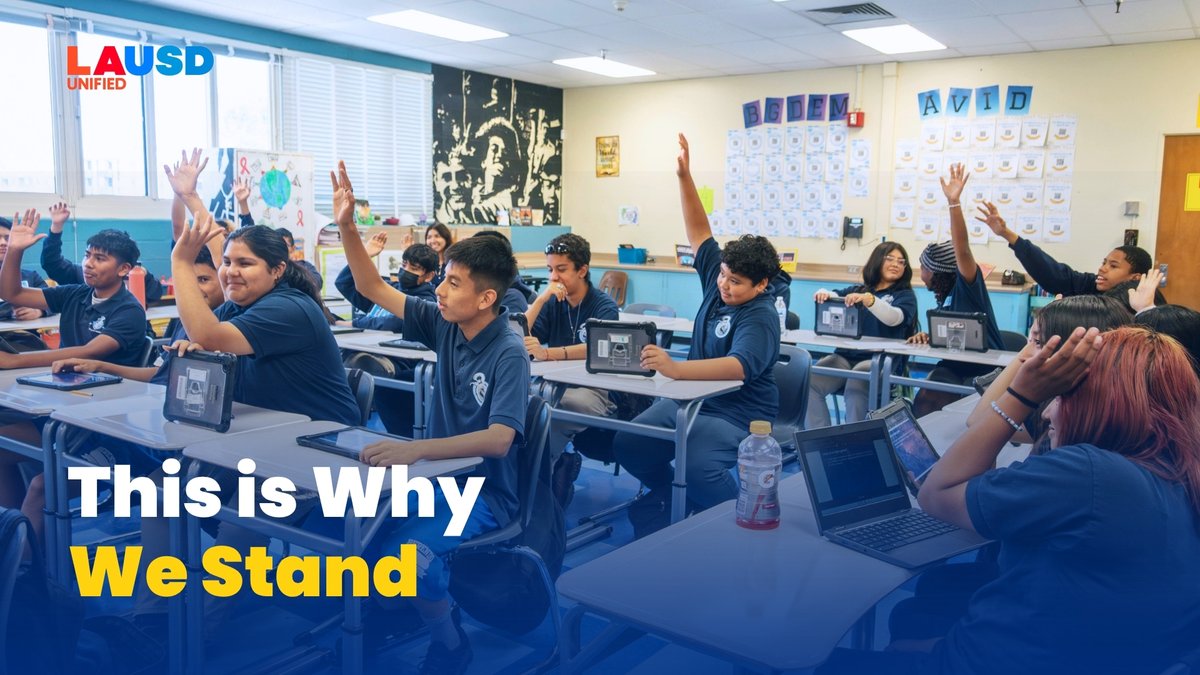 LAUSDSup's tweet image. So I ask you now: Stand with us. Stand for students. Stand for the future.
Believe in the promise of public education – not as it’s been reduced in headlines or budgets, but as we see it every day.
In a kindergartner learning to read.
In a middle schooler finding their passions…