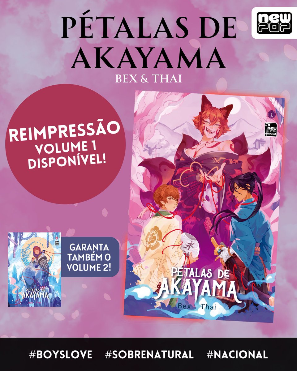 editoranewpop's tweet image. Garanta agora a reimpressão revisada do livro 1 de “Pétalas de Akayama”, de Bex e Thai!
💗 amzn.to/3rDVe1B
“Agora você é meu.” Yusuke e Tetsurou, dois jovens rivais, precisam se unir para subir a perigosa montanha Akayama, numa missão em busca da cura para a praga que…
