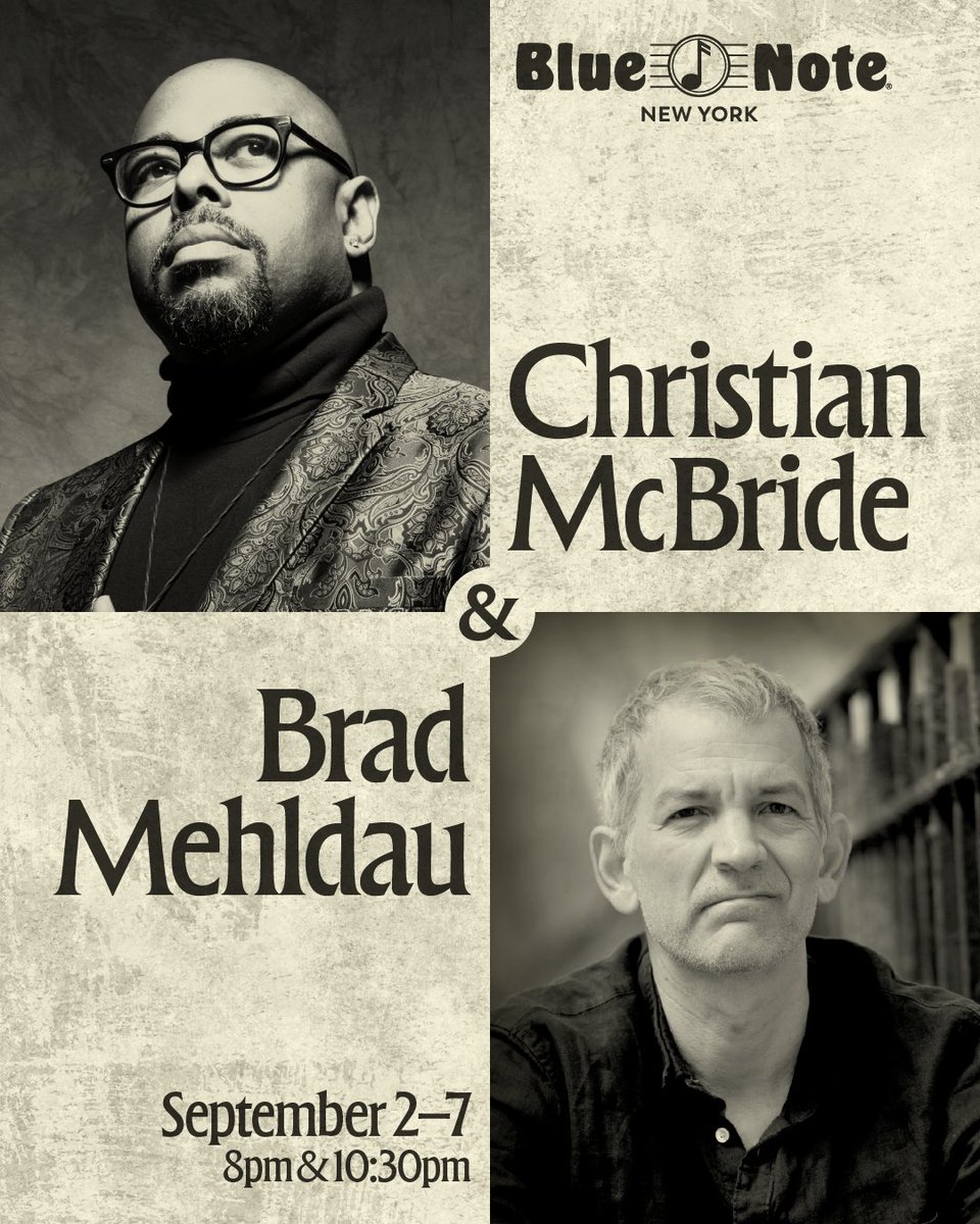 mcbridesworld's tweet image. Hey New York City! @bradmehldau and I will be at @BlueNoteNYC September 2-7. Tickets are available now: bit.ly/3TSwFsS