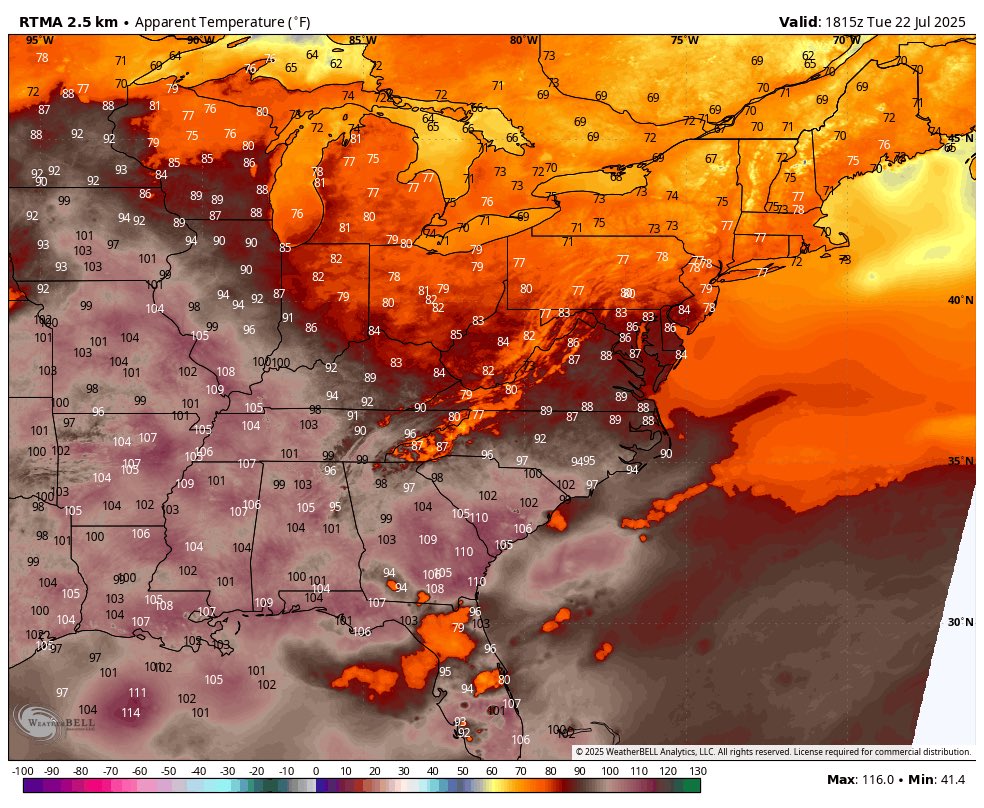 Eweather13's tweet image. Current heat index. What we have to look forward to later this week.