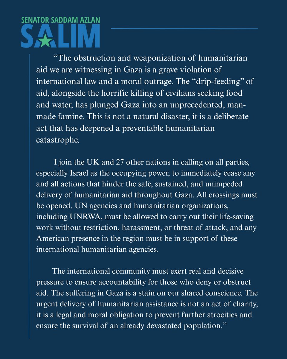 SalimVASenate's tweet image. My statement in support of the UK-led call for an immediate end to hostilities in Gaza. gov.uk/government/new…