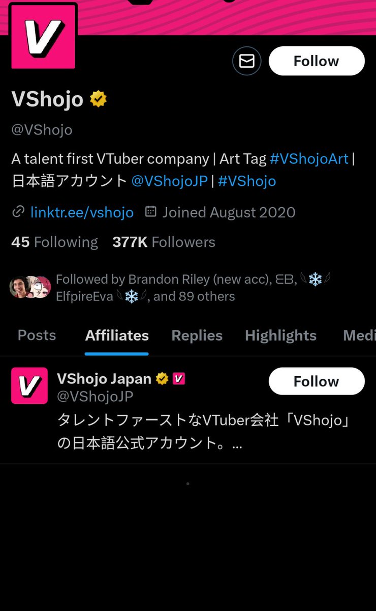 All of the vtubers from Vshojo are no longer on Vshojo's affiliate list. It's over