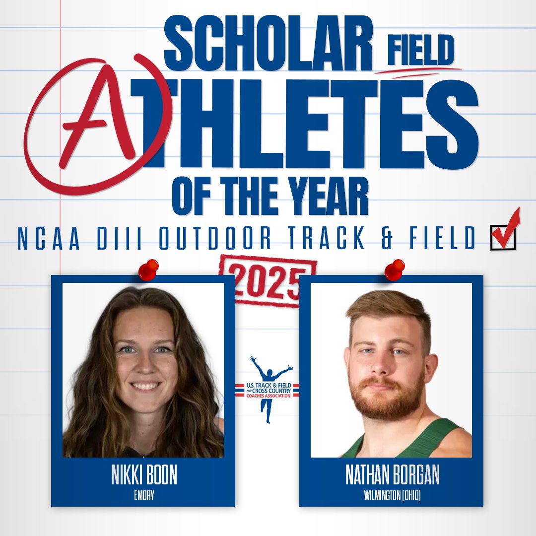 USTFCCCA (@ustfccca) on Twitter photo <a href="/NCAADIII/">NCAA Division III</a> <a href="/UWLMensTF/">UWL Men's Track & Field</a> <a href="/MITTFXC/">MIT Track & Field/XC</a> <a href="/DubC_XCTR/">Wilmington XCTR</a> <a href="/uwectrack/">Blugold Track & Field</a> Here are the Scholar Athletes of the Year for the 2025 <a href="/NCAADIII/">NCAA Division III</a> Outdoor Track & Field season!
MTAOY - Trevor Richwine, <a href="/DICKINSON_CCTF/">Dickinson College XC/TF</a>
WTAOY - Lauren Jarrett, <a href="/UWL_WomensTrack/">UWL Womens Track & Field</a>
MFAOY - Nathan Borgan, <a href="/DubC_XCTR/">Wilmington XCTR</a>
WFAOY - Nikki Boon, <a href="/EmoryXCTF/">Emory Cross Country/Track and Field</a>
ustfccca.org/2025/07/featur… <a href="/NCAADIII/">NCAA Division III</a> <a href="/UWLMensTF/">UWL Men's Track & Field</a> <a href="/MITTFXC/">MIT Track & Field/XC</a> <a href="/DubC_XCTR/">Wilmington XCTR</a> <a href="/uwectrack/">Blugold Track & Field</a> Here are the Scholar Athletes of the Year for the 2025 <a href="/NCAADIII/">NCAA Division III</a> Outdoor Track & Field season!
MTAOY - Trevor Richwine, <a href="/DICKINSON_CCTF/">Dickinson College XC/TF</a>
WTAOY - Lauren Jarrett, <a href="/UWL_WomensTrack/">UWL Womens Track & Field</a>
MFAOY - Nathan Borgan, <a href="/DubC_XCTR/">Wilmington XCTR</a>
WFAOY - Nikki Boon, <a href="/EmoryXCTF/">Emory Cross Country/Track and Field</a>
ustfccca.org/2025/07/featur…