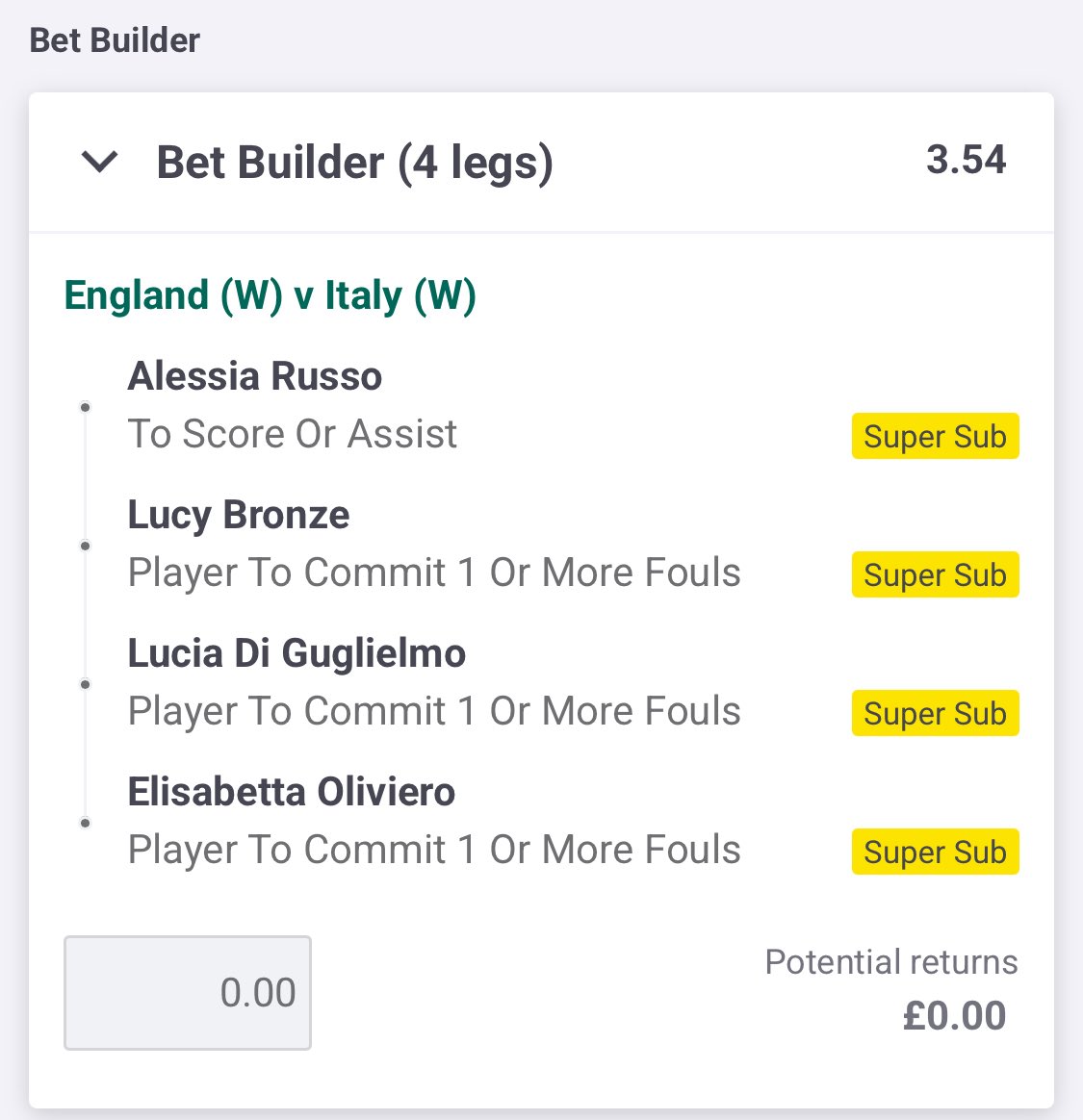 bet_with_benny's tweet image. Card single 5.50 odds 🟨 (bet365)
Fouls / assist bet builder (paddy power) 💪