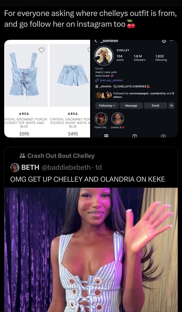 MinajWitMani's tweet image. OH CHELLEY YOUR POWER AND INFLUENCE!!!! People saw Chelley wearing this $1,000 outfit, brought it and 24 hours later it’s SOLD OUT! She continues to make the girls eat their words! Chelley’s island 🍒 @AREA_NYC_ it’s only right for you to make @itschelleyb a brand ambassador 🤭