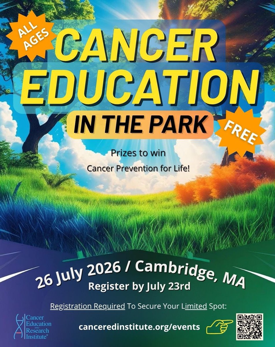 CancerEdInst's tweet photo. 📌You'll learn:
✔ Prevention methods NOT available elsewhere 
✔ Practical tools for lifelong health
✔ Simplified scientific guidance
✔ Fun activities for all ages
✔ Great prizes to win

Your #familyhealth can't wait.

👉Register: https://t.co/PDidGswoSk

#CambridgeMA #Cancer https://t.co/I8yBL6BM9B