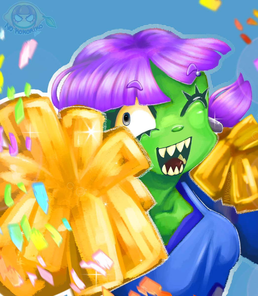 Here's my attack for Pomeguin's OC, Zoey! (<a href="/pomeguin/">✒️Guin༄</a>) 

(#artfight2025 #fossils #crystals #OC #Zombie #anime)
