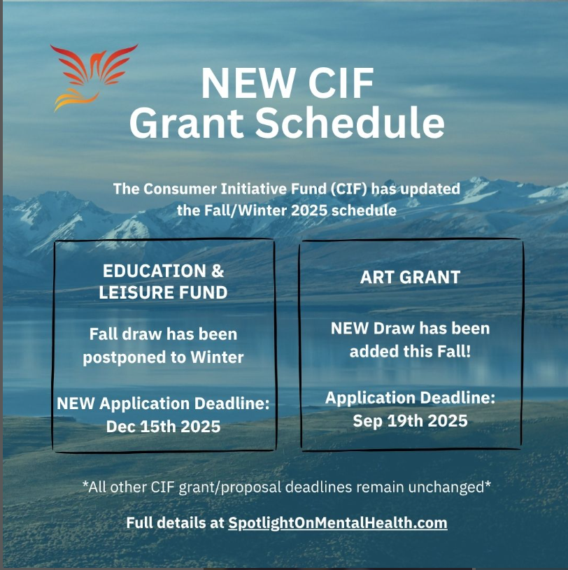 InfiniteArt8's tweet photo. @spotlight_mh   NEW CIF Grant Schedule Fall/Winter 2025

EDUCATION &amp; LEISURE FUND:
NEW Application to Winter- Close date: Dec 15/25
ART GRANT: NEW Draw added this Fall!
Application Close date: Sep 19/225

Details - https://t.co/SuXs1JecN5 
#artgrant #leisurefund
#MentalHealth https://t.co/8z6dlUqEGw