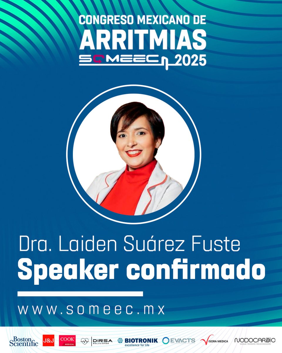 🌎 Desde 🇩🇴, la Dra. Laiden Suárez (<a href="/dra/">どら＠冬眠中</a>.laidensuarezfuster), líder de Electro-SIAC, llega al #ArritmiasMX2025 con visión integradora y experiencia internacional.
🗓 17–19 ago | 📍Querétaro
👉 someec.mx/socios/registr…
#CardiologíaLatam #SOMEEC