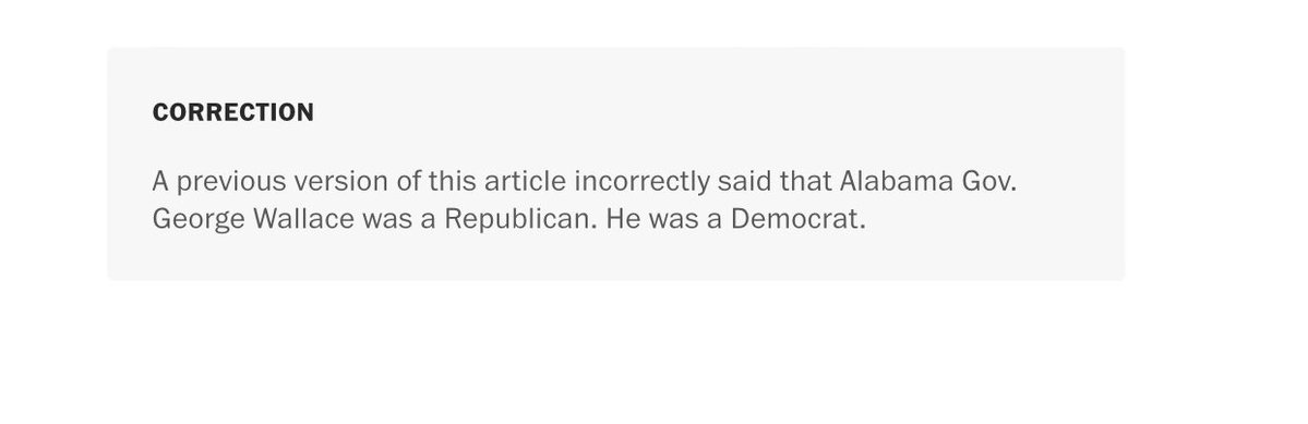TheRightsWriter's tweet image. A few weeks ago, The Washington Post posthumously declared late Alabama Governor George Wallace an honorary Republican — but that’s a lie.
Everyone involved in politics after death votes Democrat.