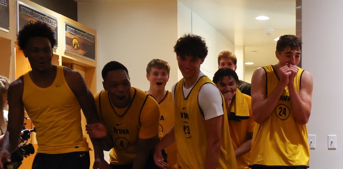 the iowa men's team's reaction to seeing that they got the Caitlin PEs 😂
