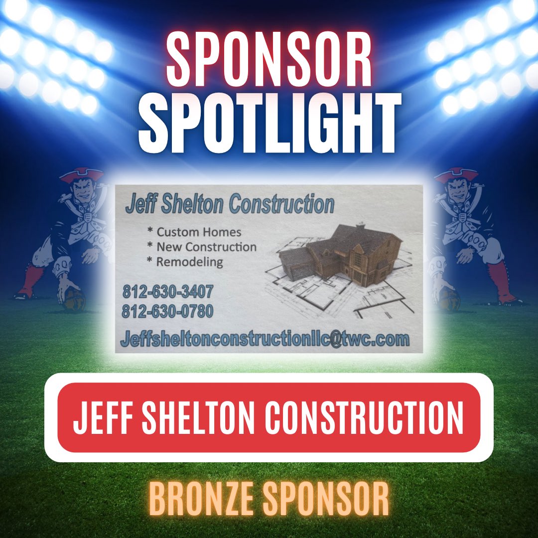 HHQBCLUB's tweet image. 🚨2025 Sponsor Spotlight🚨
👏2025 BRONZE Sponsor👏
Thank you Jeff Shelton Construction for supporting the Patriot Football program in 2025!
Learn more about Jeff Shelton Construction at:
facebook.com/share/1EyXoJ2m…
———————
🔥2025 SPONSOR PACKAGES🔥
Local businesses and families…