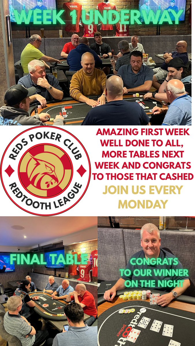RedsLPL's tweet image. Great first week in @redtoothpoker with more players confirmed for next week. Join us every Monday