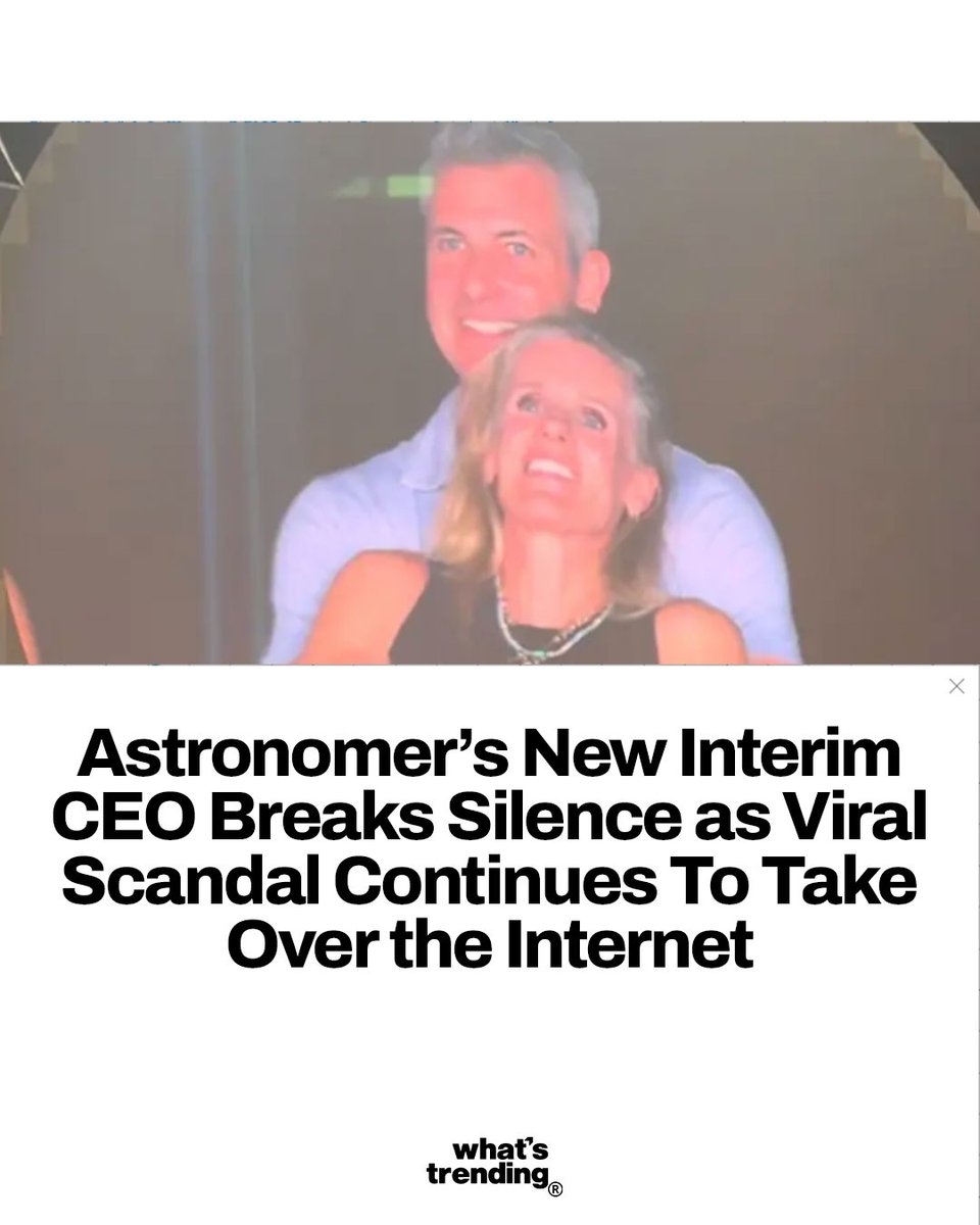 WhatsTrending's tweet image. Astronomer’s interim CEO Pete DeJoy calls the viral kiss-cam scandal “surreal” but says the company’s focus remains solid.
The ex-CEO and HR chief were caught on a Coldplay cam, igniting memes, drama, and an internal investigation.