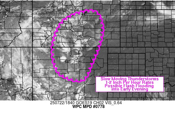 NWSWPC's tweet image. #WPC_MD 0778 affecting central/northern NM into southern/central CO, #nmwx #cowx, wpc.ncep.noaa.gov/metwatch/metwa…