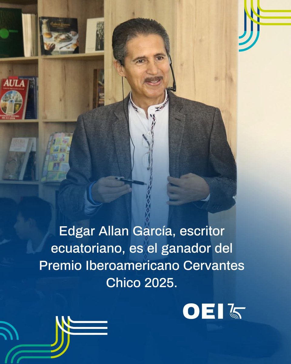 KinttoLucas's tweet photo. Premio Iberoamericano Cervantes Chico 2025 para Edgar Allan García.
Es una enorme alegría este gran reconocimiento internacional al gran #escritor y querido amigo Edgar y un orgullo para la literatura ecuatoriana. 

#LecturaRecomendada #LiteraturaEcuatoriana #Ecuador #España https://t.co/pOwx7GfmxB