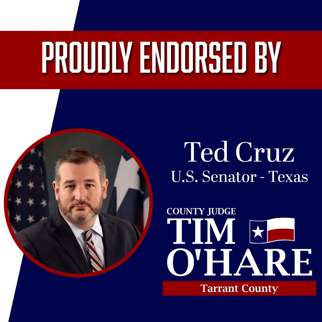 TimothyOHare's tweet image. Endorsed by Senator @tedcruz for reelection. Thank you for your support, Senator! Go to electtimohare.com to join the endorsement list.