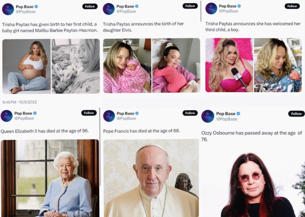 trisha paytas has officially reincarnated 3 people: queen elizabeth, pope francis, &amp; ozzy osbourne, it's getting scary😭