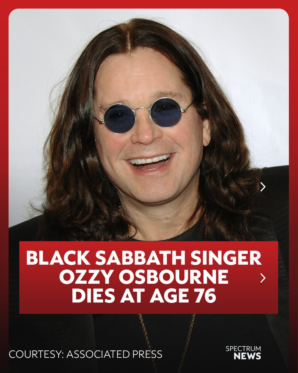 #BREAKING: Ozzy Osbourne, Black Sabbath singer and godfather of heavy metal, dies at 76 just weeks after farewell show. specne.ws/NgERzu