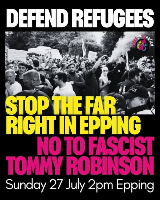 resolutereader's tweet image. ✊Stop the Far Right in Epping
Time change. #LondonCalling all to Epping at 2.00pm Sunday, 27 July 2025. No pasaran.