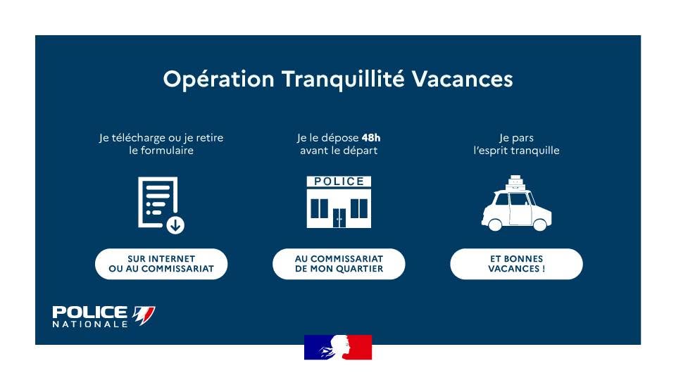 PoliceNationale's tweet image. #MaSécurité | 🍹 Pour celles et ceux qui sont presque en congé estival, pensez à l’Opération Tranquillité Vacances (OTV). 🏡🔐 Tout au long de l'été, la #PoliceNationale et la @Gendarmerie s’engagent à surveiller votre logement pendant votre absence, pour que vous puissiez partir…