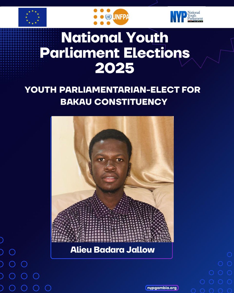Bakau has decided. 🗳️🔥
Your Youth Parliamentarian-Elect is Alieu Badara Jallow🇬🇲
The people have spoken. Know your rep. Know their vision. Hold them accountable.
This is your seat. Your power. 💪🏽
#BakauDecides #YouthParliamentarianElect