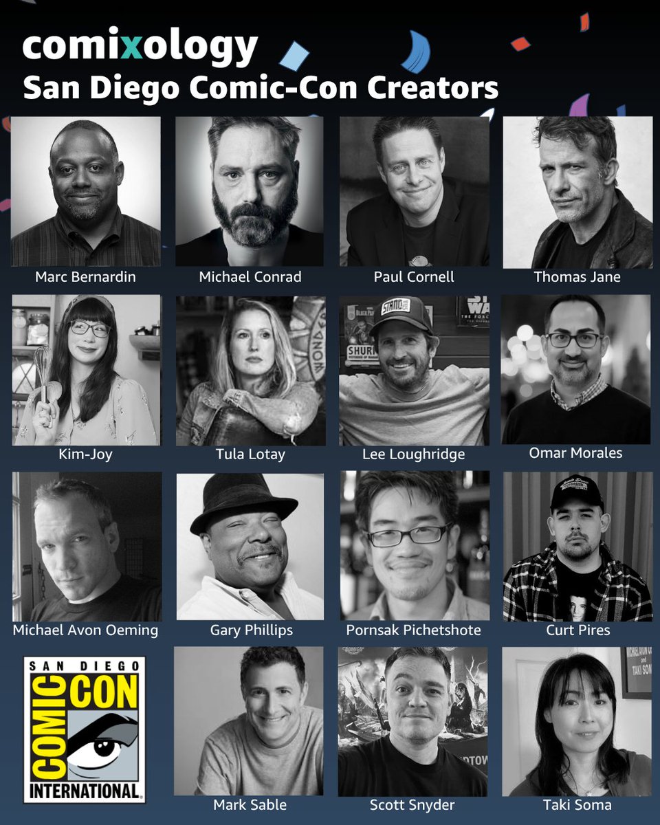 Comixology's tweet image. Big news for #SDCC2025! The brilliant creators of Comixology Originals will be there! 🤩 Look for them at panels, signings, & live drawing sessions. Come meet the talent! #ComicsCommunity
