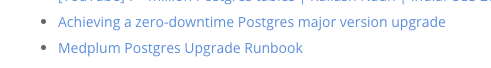 Thank you to Preston Jamison of Scaling PostgreSQL for featuring Medplum's Postgres Upgrade Runbook and write up! 
Podcast: scalingpostgres.com/episodes/346-t… 
Medplum Post: medplum.com/blog/zero-down…