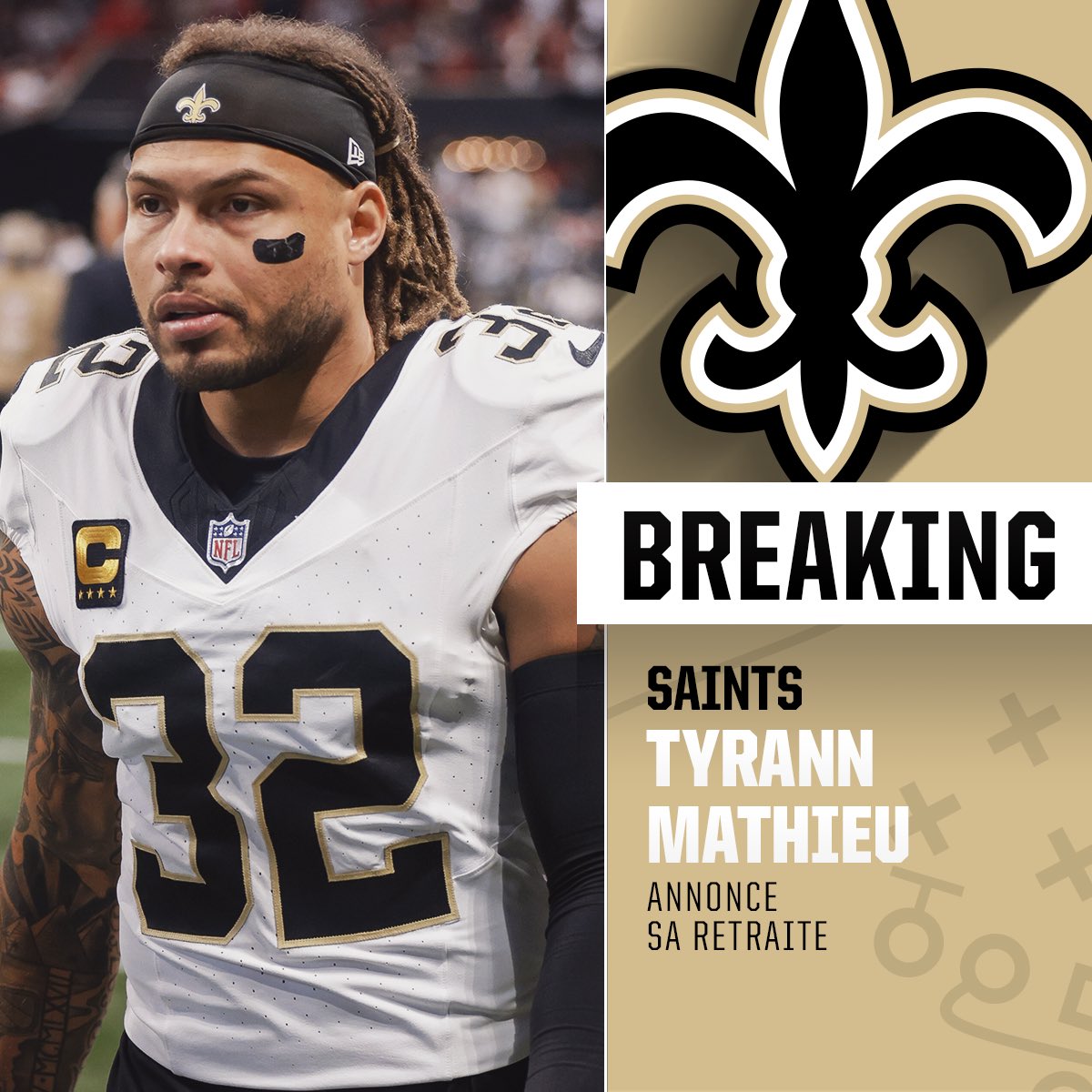 NFLFrance's tweet image. 🚨 @Mathieu_Era annonce sa retraite après 12 saisons en NFL.
Le Safety de 33 ans raccroche les crampons après 5 saisons chez les Cardinals, 1 saison chez les Texans, 3 saisons chez les Chiefs et 3 saisons chez les Saints.
Il termine avec 1 Super Bowl, 3x All-Pro et 3 Pro Bowls.