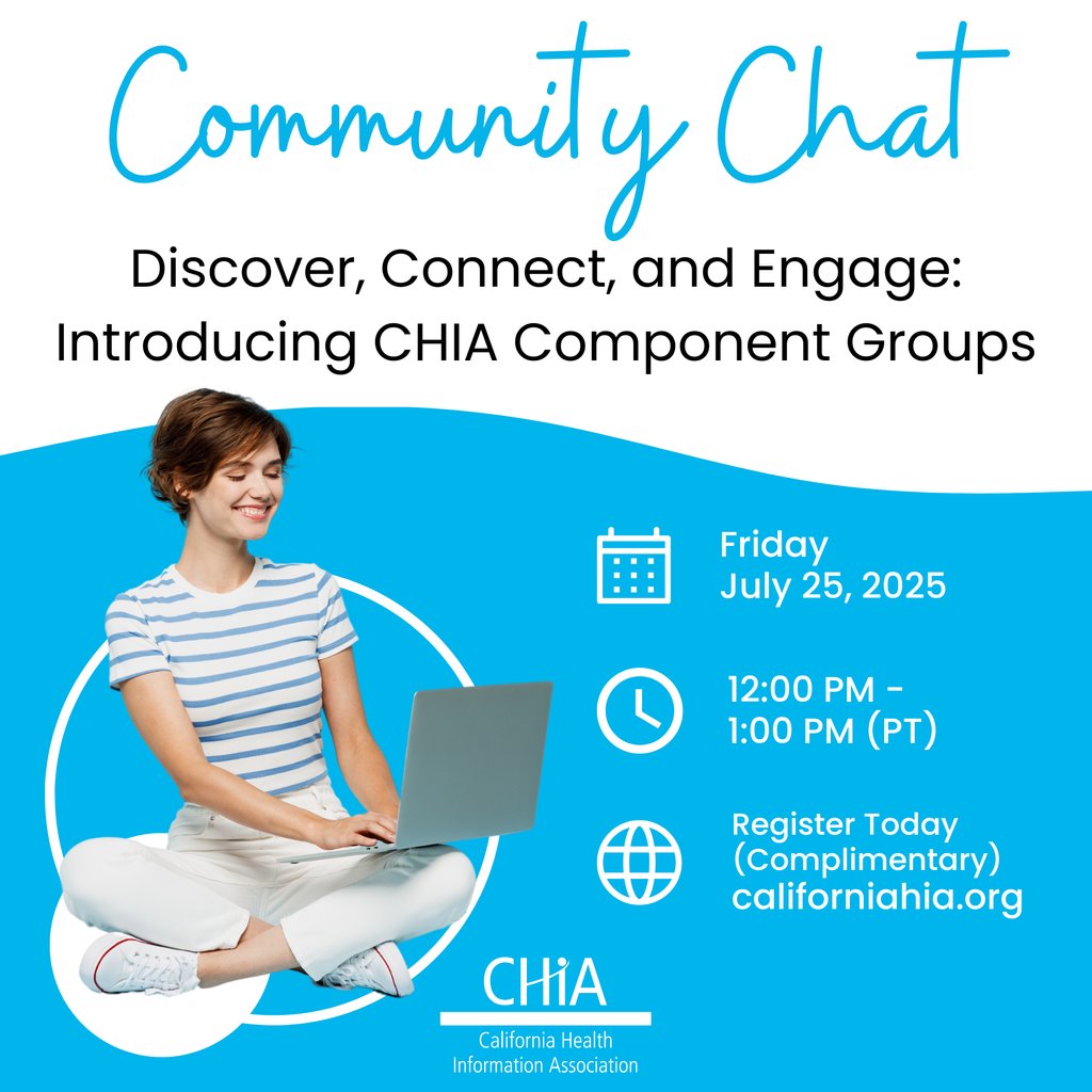 CaliforniaHIA's tweet image. 🚨 This Friday! 🚨
Join our Community Chat:
Discover, Connect, and Engage 💬

🔹 Get a first look at CHIA’s new Component Groups
🔹 Learn how to log in &amp;amp; join
🔹 Boost your member experience

#CHIAMembers #HICommunity #CHIAEvents
