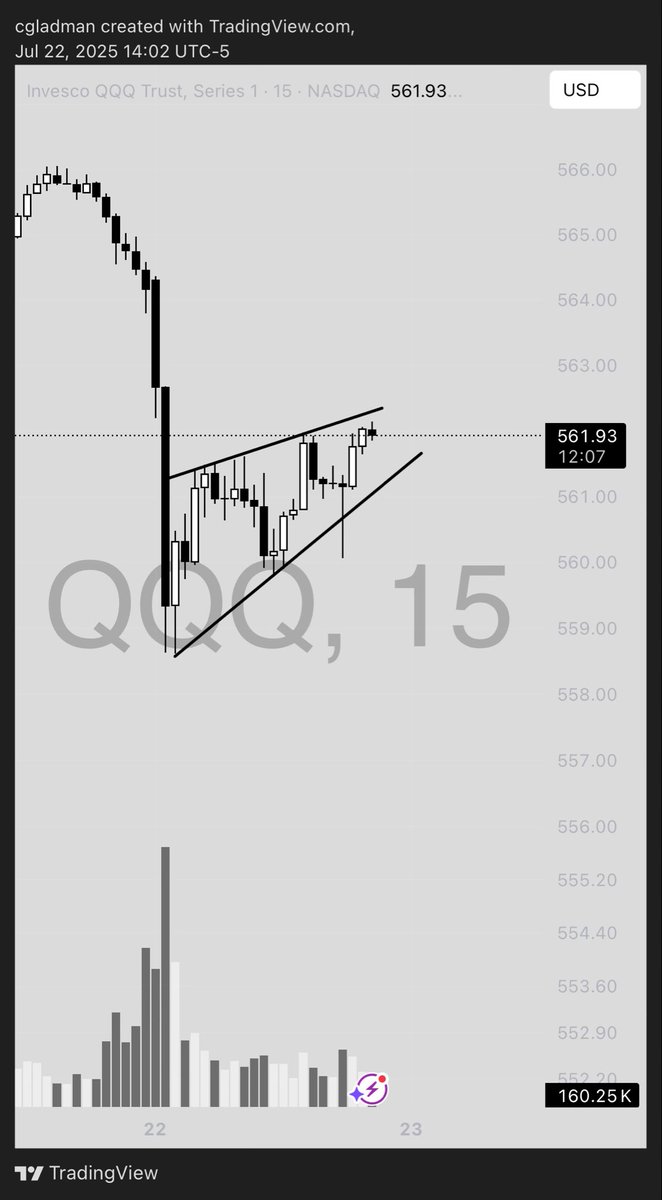 colin_gladman's tweet image. Textbook bear flag on $QQQ
Having said that, bears have had zero follow through for two months plus on these.
