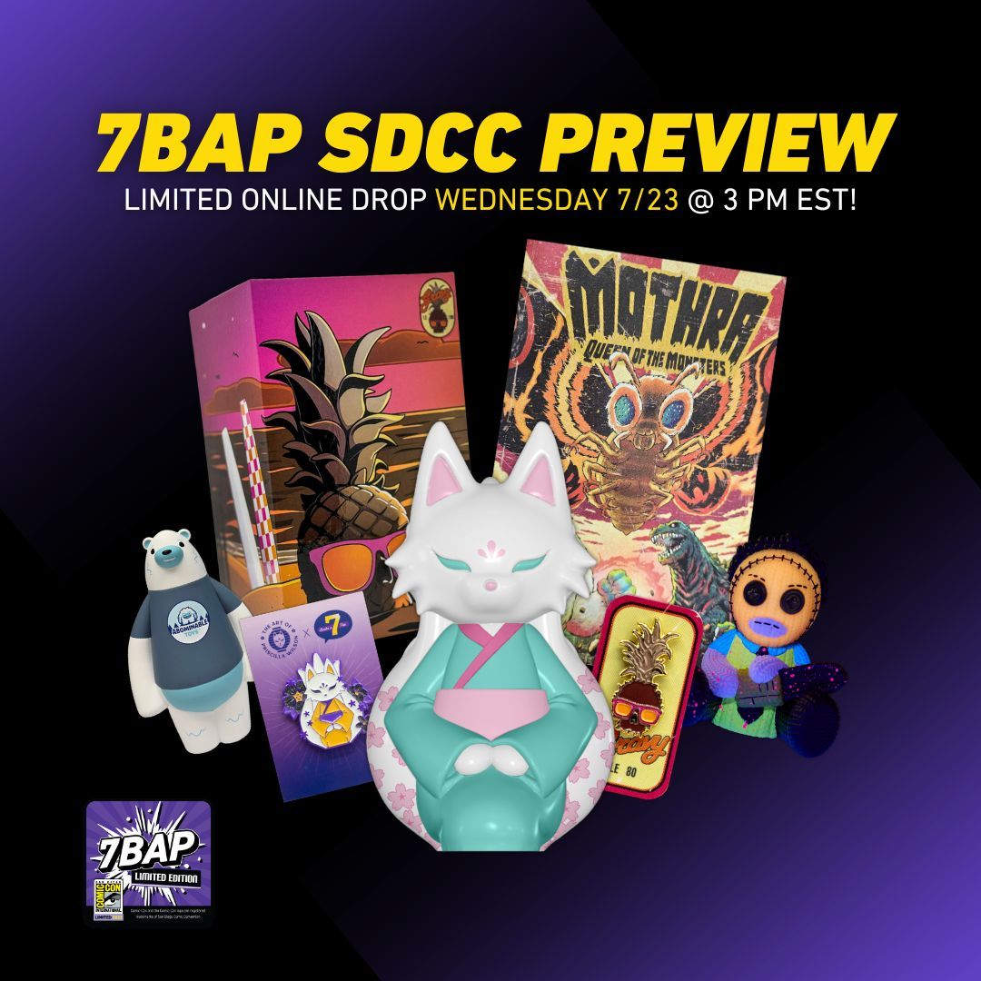 Can’t make it to San Diego Comic-Con? We’ve got you covered!

A VERY limited number of 7BAP SDCC exclusives are dropping TOMORROW at 3 PM EST — your chance to score from home! 🎯 Don’t be late — these WILL go fast!

Bookmark this page 👉 buff.ly/GqBPbot 

#7BAP #SDCC