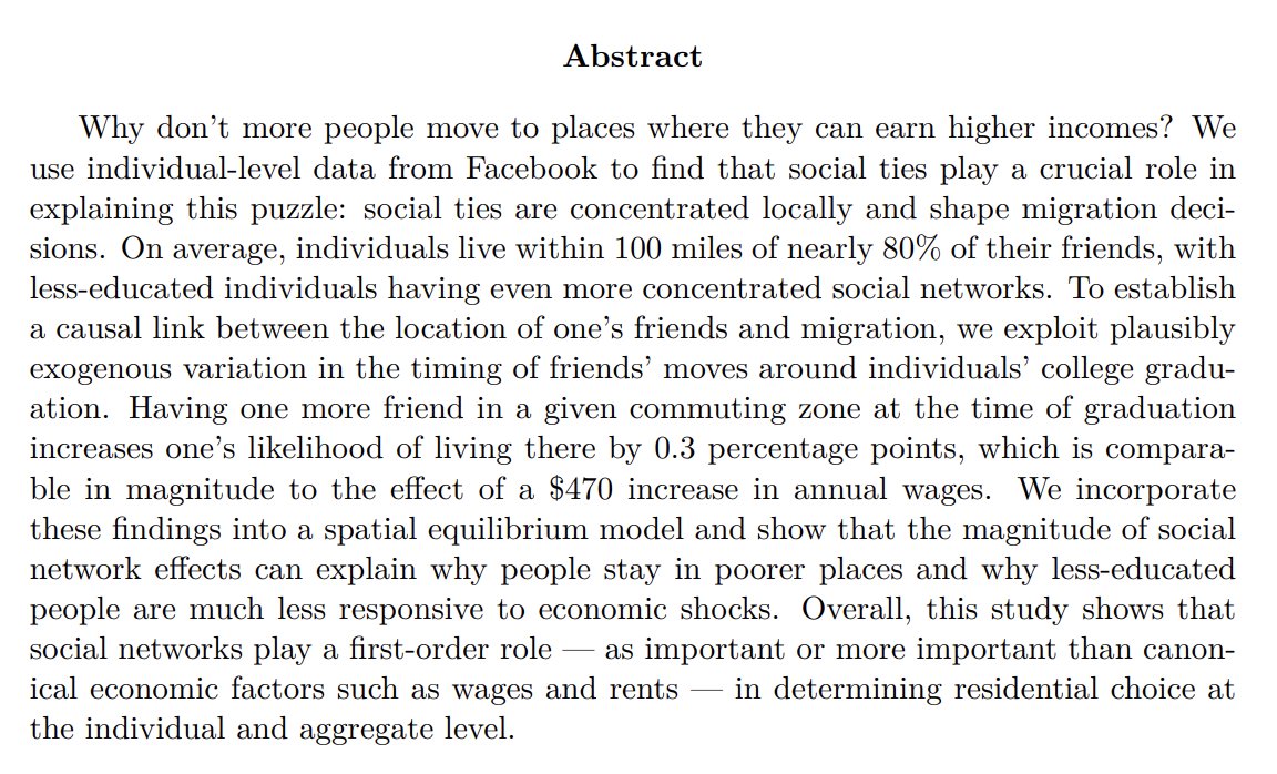 albrgr's tweet image. Very cool paper about how important social networks are in driving movement
conference.nber.org/conf_papers/f2…