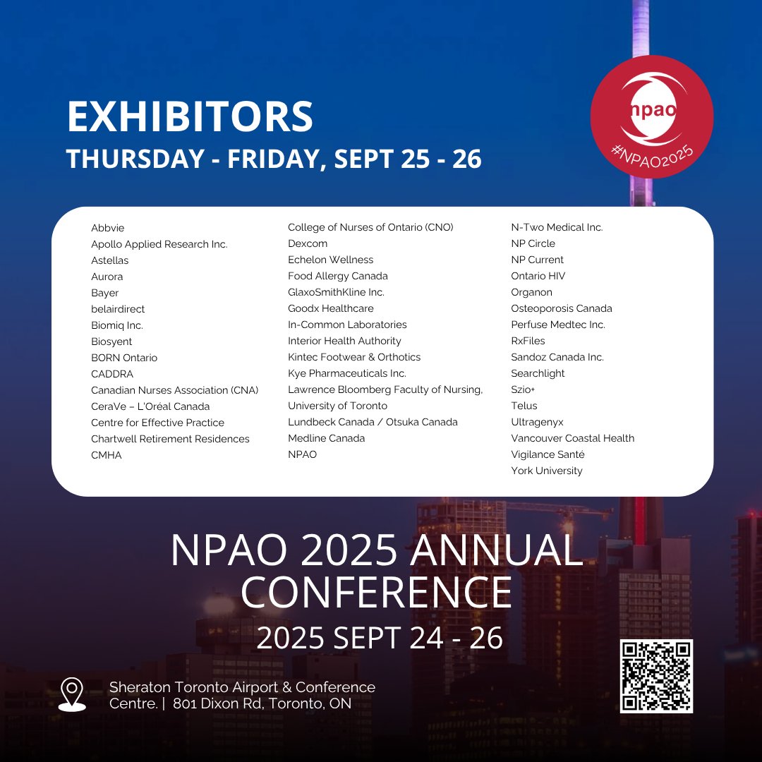From digital solutions to clinical essentials, the Exhibit Hall is packed with the latest innovations for Nurse Practitioners. Bonus? Exclusive swag for attendees.

📅 Mark the date and follow for updates: loom.ly/1LE-h-o

#NPAO2025 #NursePractitioner #OntarioNP