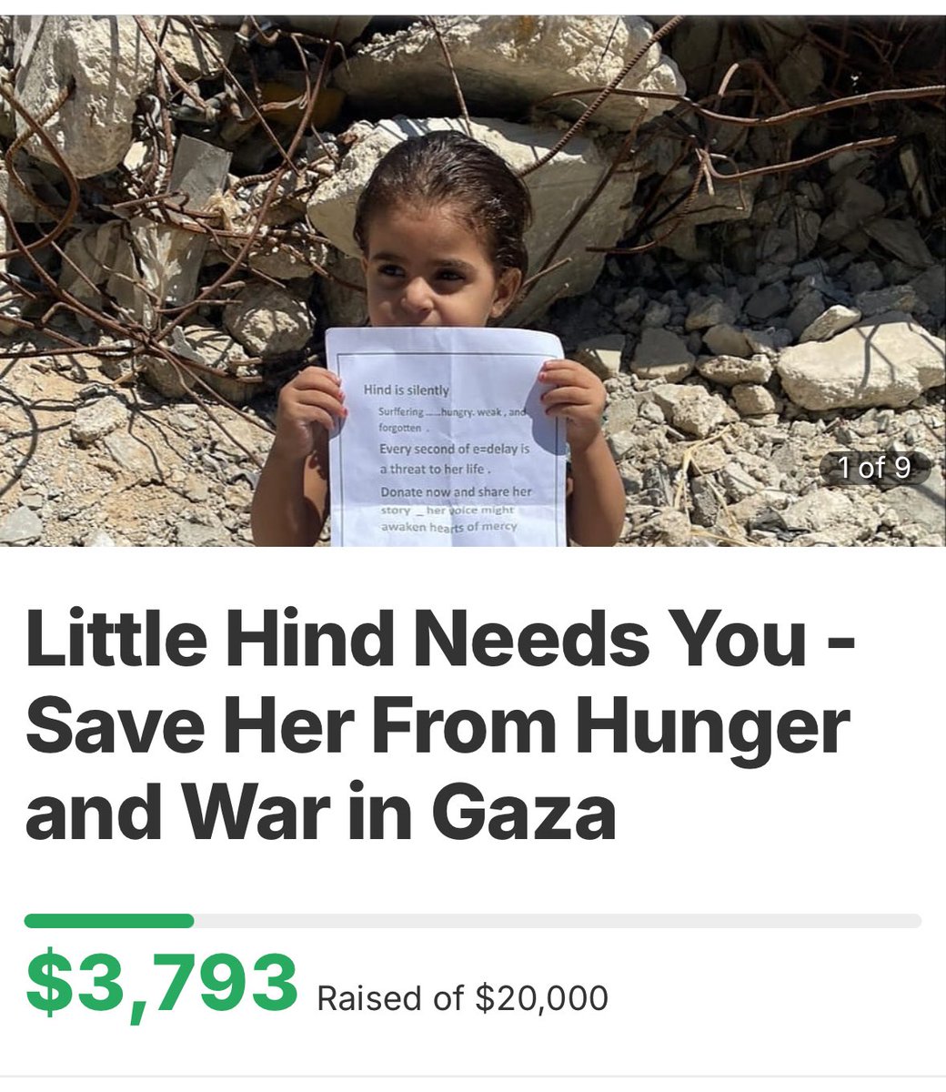 hindfamily111's tweet image. 🎯 Let’s reach $4,000 today — with your support,friends!
👧🏻 Little Hind’s family urgently needs your help
🔥War has destroyed everything…hunger is tearing them apart
⛺No shelter no food only hope in your hearts ❤️
🤲Your donation now can truly make a difference
🔗 Link in bio