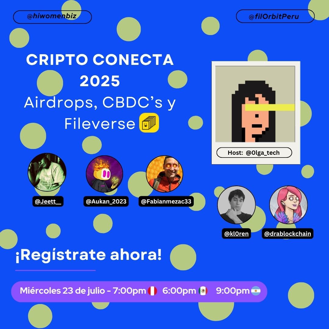🚀 ¿Te interesa el mundo cripto pero no sabes por dónde empezar?
🔹 ¿No sabes qué es un airdrop?
🔹 ¿CBDC te suena a clave secreta?
🔹 ¿Quieres guardar tu información de forma segura y descentralizada?
Entonces este workshop es para ti. 👇