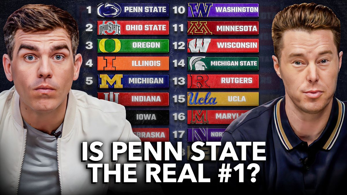 🔥🔥TUESDAY SHOW

🏟️ BEST TEAM IN THE BIG TEN IS…

🦁 CAN PENN STATE FINALLY DO IT?

🦌 WILL RYAN DAY BEAT MICHIGAN?

🦆 IS OREGON BEING SLEPT ON?

🏹 WHY ILLINOIS IS DANGEROUS

LINK: youtu.be/OTZC7kcw24A?si…
