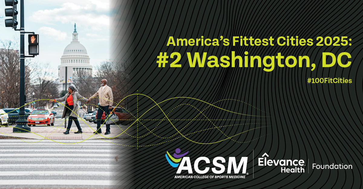 ACSMNews's tweet image. The nation's capitol lands at the No. 2 spot this year!
Washington, D.C. leads the #100fitcities in trail miles per 100K residents at 235.3 miles. Trail miles is a new indicator added to the Fitness Index this year! 👟
Learn more & compare city rankings: brnw.ch/21wUlnz