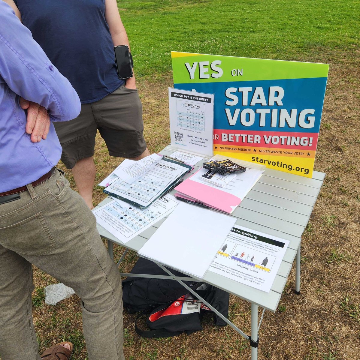 5starvoting's tweet image. Steve and @AskArendPeter attended a recent @Fwd_Party event and had some great conversations about STAR Voting. @AndrewYang was there!