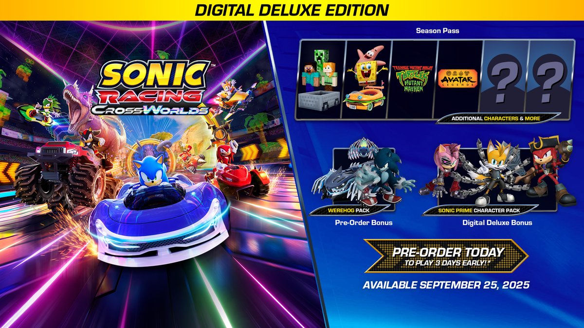 mylesworthy08's tweet image. Two more months for those who pre-ordered the digital deluxe version of #SonicRacingCrossWorlds. Including me! #SonictheHedgehog #SEGA #SonicTeam #SonicPrime #Minecraft #Nickelodeon