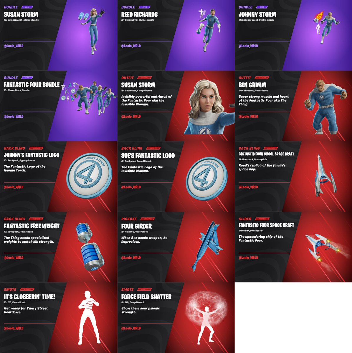Loolo_WRLD's tweet image. FANTASTIC FOUR COSMETICS DECRYPTED!! 🔥🔥🔥
#Fortnite