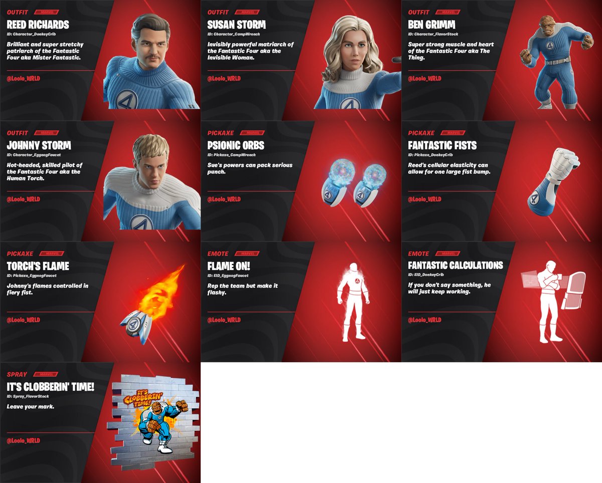 Loolo_WRLD's tweet image. FANTASTIC FOUR COSMETICS DECRYPTED!! 🔥🔥🔥
#Fortnite