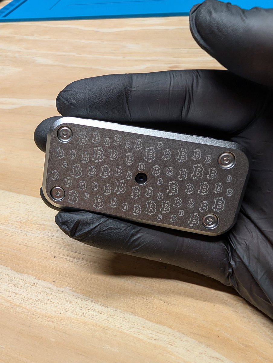 xmrstreet's tweet photo. Experimenting with laser engraving aluminum signers. 
I'm working on offering this as a service for people that want a custom and unique signer! https://t.co/A9km9ey1qK