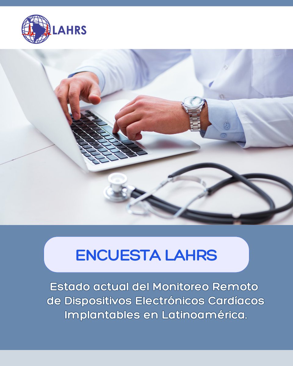 Encuesta LAHRS 
“Estado y valor del monitoreo remoto de CIEDs en América Latina” 

Para profesionales de la salud que trabajan en centros de salud con programas activos de monitoreo remoto de CIED 

Es voluntaria, anónima y confidencial 

Link 👉🏻forms.gle/rRFGVB3tekPfGq…