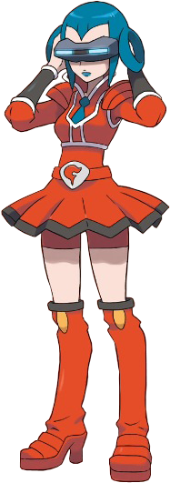 You can see Mable's old visor sitting on her (well, Sycamore's former, it has the same design) desk at the lab. She also has a Team Flare logo on her laptop and chair. Is that... allowed? Everyone's just cool with that?